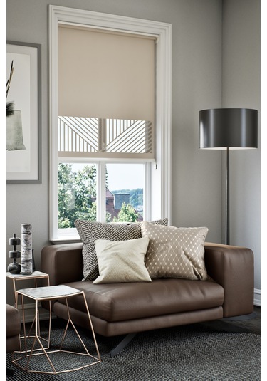 Lazer Kesim Mat Stor Perde, Lazer Kesimli Klasik Serisi, C-151003 Açık Kahverengi Çağla Yeşili