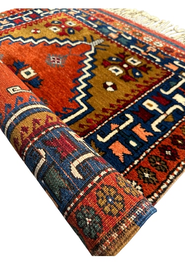 El Dokuma Antika 97x120 Dazkırı Halısı Koleksiyonluk Kök Boya Kiremit