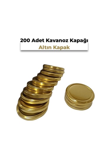 Konserve Kavanoz Kapağı 200 Adet 82mm Altın Kapak Çok Renkli