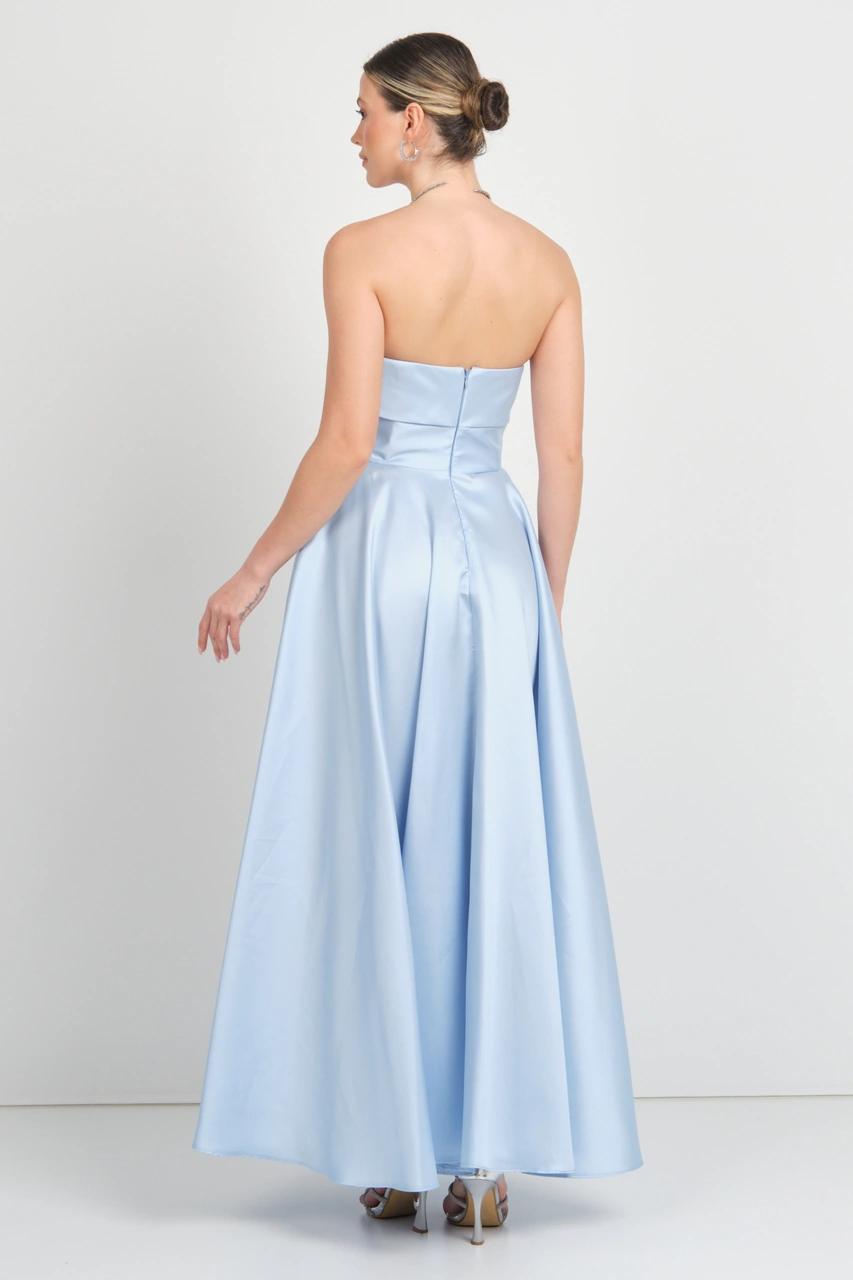 Doridorca Kadın Straplez Uzun Abiye Elbise 6068 Bebe Mavisi Bebe Mavisi