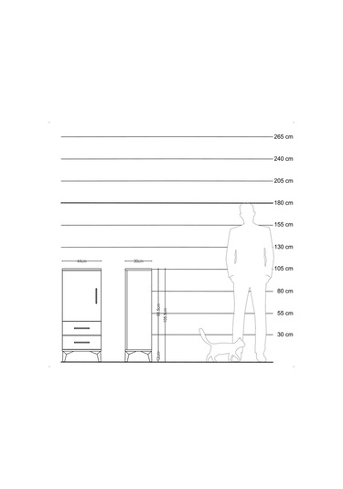 Arges Komodin 2 Raflı 2 Çekmeceli Tek Kapaklı 44x30x106 Aytaşı-çam Aytası
