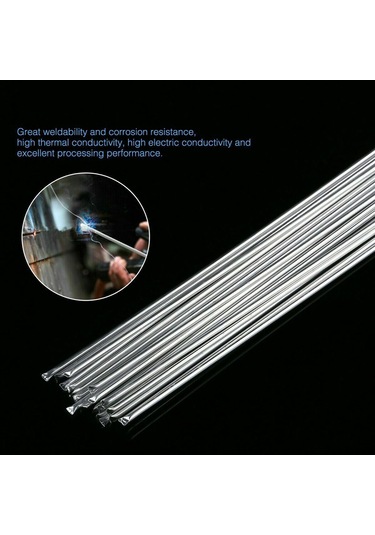 Yaleker 10 Adet Alüminyum Kaynak Tel, Dürtü Yok, Yüksek Dayanıklı, Alüminyum İle Sadece Kaynaklanabilir, 25cm X 2.4mm