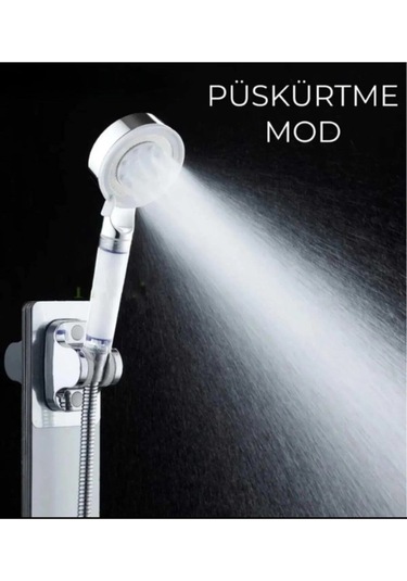 Rudi Armatür Filtreli/ Kireç Önleyici Beş Fonksiyonlu Krom Duş Başlığı Gri