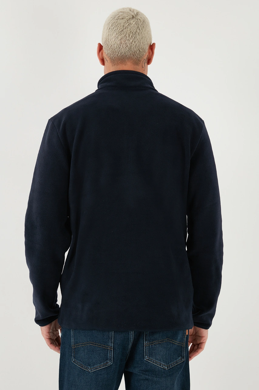 Buratti Regular Fit Anti-Pilling Tüylenme Yapmayan Dik Yaka Şardonlu 2'Li Paket Erkek Polar 5896700S2 Lacivert-Saks