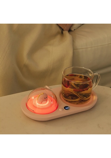 Sones Gece Lambası Aromaterapi Isıtma Altlığı Süt Isıtma Sabit Sıcaklık Altlığı, Ab Fişi Pembe