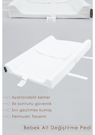 Mordesign Bebek Alt Açma Minderi, Alt Değiştirme Pedi, Ek Konturlu, Ayarlanabilir Kemer, Aşkabat Serisi, Zg965