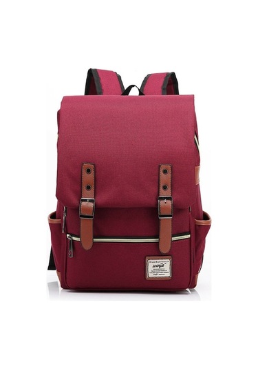 15.6" Laptop Usb Şarjlı Okul Çanta - Saçma Dayanıklı Oxford Kumaş, Çok Bölmeli, Rahat Sırt Tasarımı Bordo