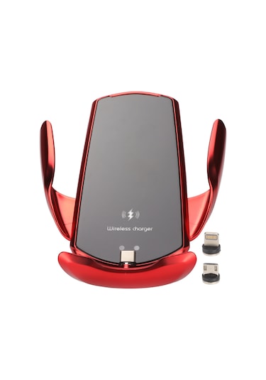 Tenfowee Q3 Akıllı Algılama Araç Kablosuz Şarj Cihazı 15w Hızlı Şarj Otomatik Klempar Tutucu İphone 12/13 Samsung S/note Serileri Uyumlu Kırmızı