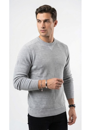 Plus Scorpion Erkek Triko Kazak Bisiklet Yaka, Regular Fit, Dört Mevsim Mavi