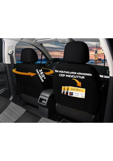 Pandami Oto Koltuk Kılıfı, Tam Set, Tay Tüyü / Bebek Mavisi