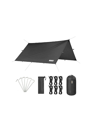 Haegs Tarp Gölgelik Tente, Taşınabilir Örtü Branda Çok İşlevli Outdoor Açık Hava Kamp Seyahat Tente Branda Güneşlik Karavan Tente Yan Çadır Gölgelik - 300x400 Cm - Siyah