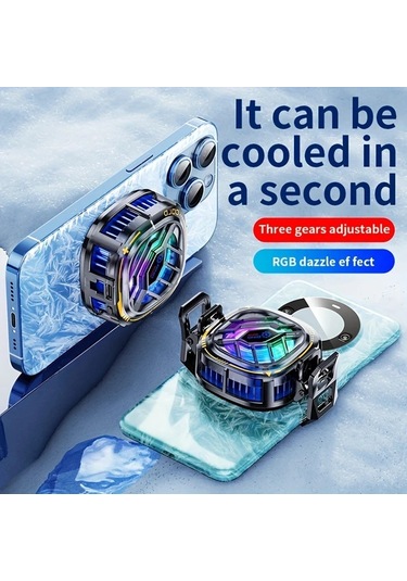 Chuangyinshop X76 Phone Cooler Digital Display Ekranlı Yarı İletken Soğutucu 3 Hız Manyetik Ve Kelepçe Tüm Telefonlar İçin
