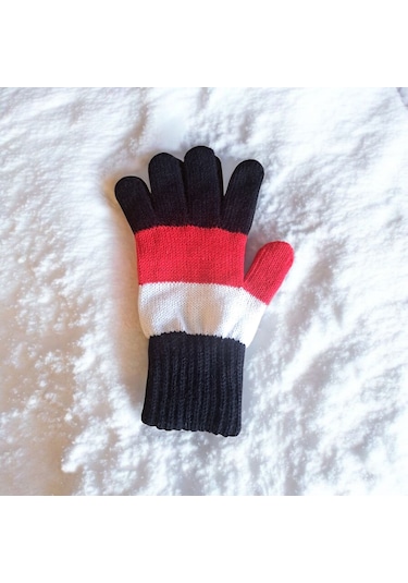 Garson Beden Erkek Çocuk Eldiven Siyah Kırmızı 8-12 Yaş Siyah - Kırmızı