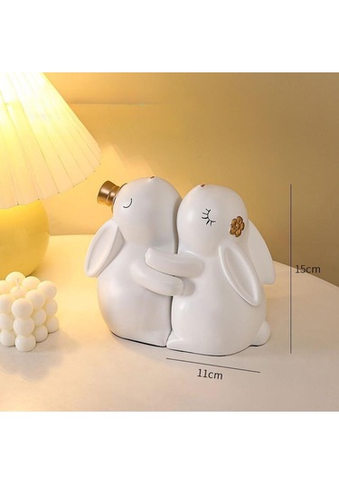 Suntek 2 Adet Reçine Tavşan Heykelcik Heykeli Süslemeleri 11cmx12cmx15cm