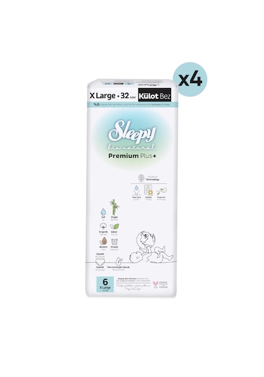 Sleepy Bio Natural Premium Plus Ultra Paket Külot Bez 6 Numara Xlarge 128 Adet