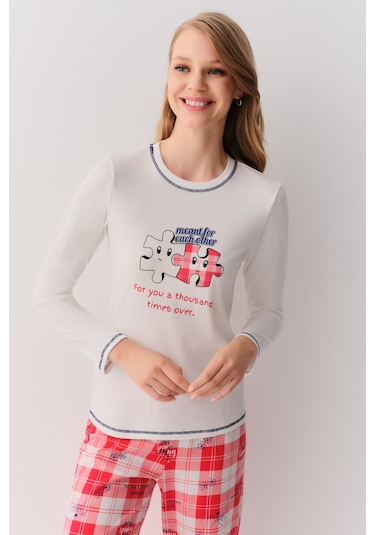 Suwen Friends Pijama Takımı Sh262346601114 Kırmızı