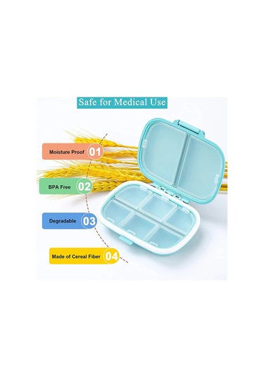 Vkemall Günlük İlaç Organizatörü - 8 Bölmeli Seyahat İlaç Kutusu 2 Adet