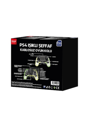Bood Ps4 Işıklı Şeffaf Kablosuz Oyun Kolu