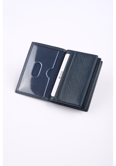 Ancora Leather Hakiki Deri Minimal Kartlık-26206 Lacivert