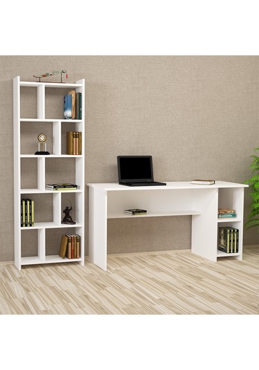 Kalenderdekor1 Kalender Dekor Avel Snow 145 Cm Çalışma Masası Takımı Avls01 Beyaz