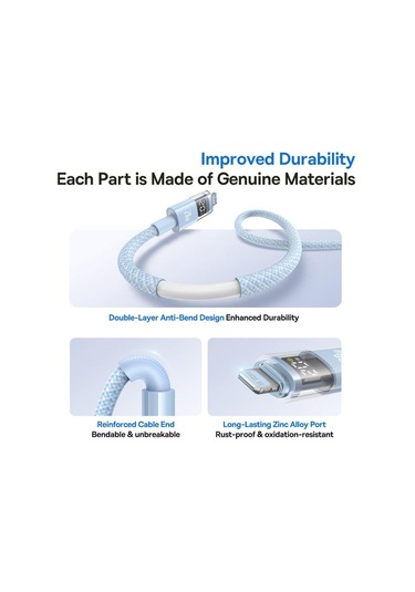 Baseus Display 20w Type-c - 8 Pin Hızlı Şarj Kablosu, Uzunluk:2m 001