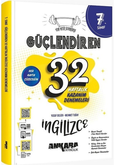 Ankara Yayıncılık 7. Sınıf İngilizce Güçlendiren 32 Haftalık Kaza