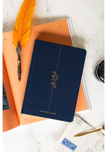 2026 A5 Keten Haftalık Ajanda 12 Aylık Lacivert Lacivert