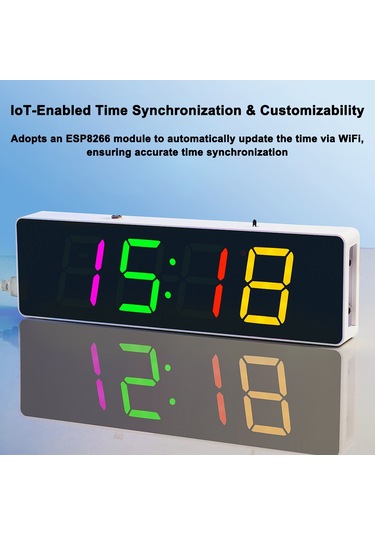 Dofolink Wifi İle Zaman Senkronizasyonlu Renkli Led Saat Dıy Seti - Usb Gerişimli, Parlaklık Ayarlanabilir, Kaynaklı Kutu Beyaz Kasa