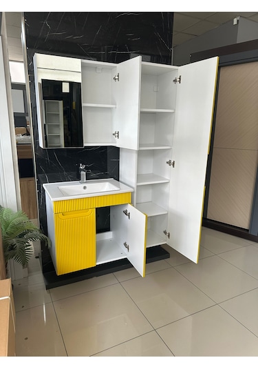 65 Cm Lake Banyo Dolabı Aynalı Ve Boy Dolaplı Kendinden Kulplu