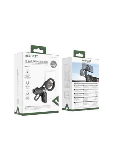 Tongxida Acefast D43 Araç Pano Ekranı, Manyetik Telefon Tutucu, Ayarlanabilir Kol Standı, Siyah Siyah