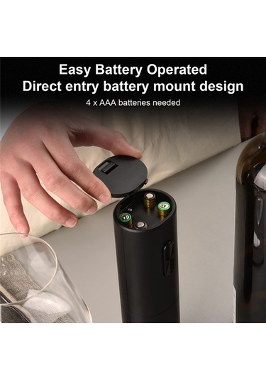 Moly Elektrikli Şarap Açacağı Yeniden Kullanılabilir Otomatik Şarap Aksesuarları Siyah Siyah