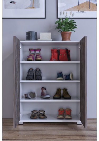 Prenses Çok Amaçlı Ayakkabı Erzak Mutfak Dolabı Kiler Gri
