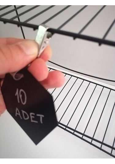10 Adet Silinebilir Mandallı Siyah Etiket Kıskaçlı Karatahta Seti
