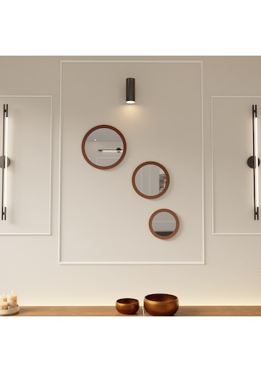 Dekoratif 3 Parçalı Pleksi Aynalı Ahşap Duvar Süsü