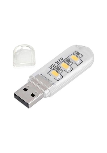 Powermaster Pm-34390 Flash Bellek Görünümlü Taşınabilir 3 Led Beyaz Işık Usb Gece Lambası