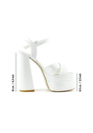 Erkan Saçmacı Whitney İnci Beyaz Sedef Önü Arkası Açık Çift Platformlu Bantlı Abiye Gelin Ayakkabısı