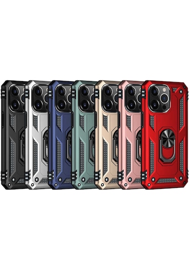 Realme C21 Kılıf Sofya Yüzüklü Standlı Zırhlı Silikon Kılıf