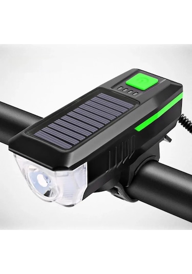 Mufunye Yeşil Güneş Enerjili Şarjlı Farenin, Yüksek Lümenli Işık Ve Güç Göstergeli, Gece Sürüşü İçin Yüksek Tizli Hoparlör Lambası Yeşil