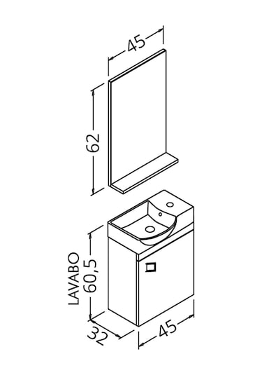 Mini 45 Cm Sol Banyo Dolabı Beyaz