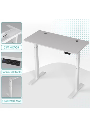 Karr Office O-Flex O2B6 Duo Çift Motorlu Elektrikli Yükseklik Ayarlı Masa - 160X80 - Beyaz Beyaz