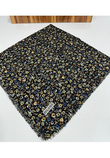 Poloist Desenli Flamlaı Keten Eşarp- 05652 İndigo