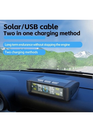 Boatshop1 Ynf Güneş Lastik Basınç İzleme Sistemi Siyah Dört Sensörlü Gerçek Zamanlı Basınç Sıcaklık Okuma