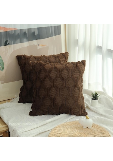 Katı Kanepe Bel Yastık Örtüsü Yastık 40x40/45x45/50x50 Ev İçin Dekoratif Kırlent Kılıfı Kahve