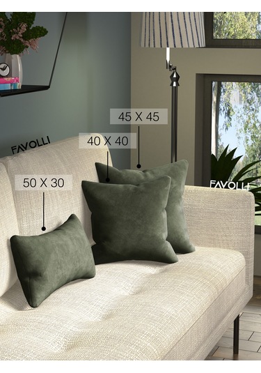 Br Favolli Kadife Dokulu Zeytin Yaprağı Rengi Kırlent Kılıfı Dream Serisi Punch Için Uygun Gizli Fermuar Zeytin Yaprağı