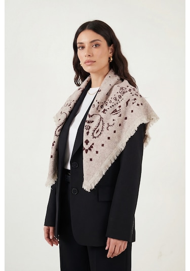 Lela Bayan Şal 6941300 Bej-bordo