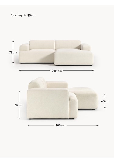 Most Mollista 2 Modül Sağ Köşe Koltuk 01 Kırık Beyaz Keten Kumaş