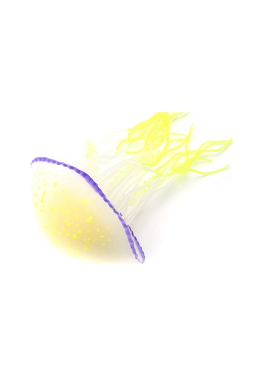 Qingmipy Lemon Sarı Simülasyonlu Flüoresan Medusa: Silikon Malzeme Akvaryum Dekorasyonu - Doğal Görünüm, Su Ve Balık Dostu, Kolay Kurulum