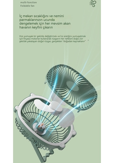 Eternal Luck Masaüstü Gece Lambası Şarj Edilebilir Fan Mavi