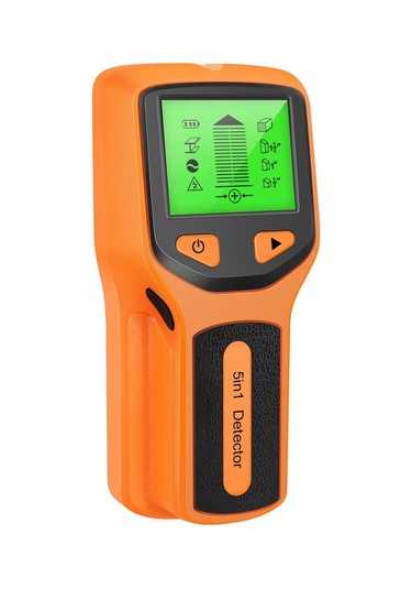 Turuncu Saplama Bulucu Duvar Tarayıcı - 5'i 1 Arada Elektronik Saplama Dedektörü, Hd Lcd Ekranlı, Ahşap Ac Tel Metal