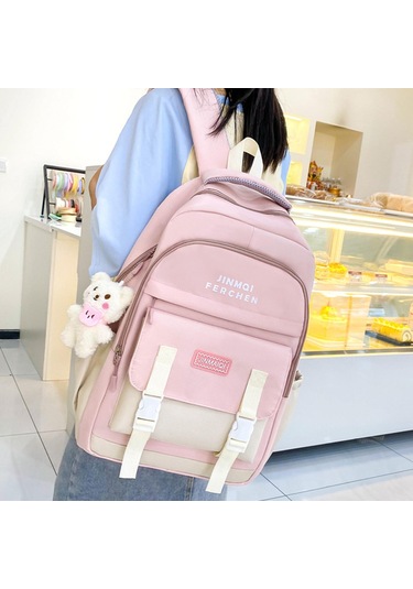 Suntek Okul Çantaları Set Tuval Sırt Çantası Kalem Çanta Pembe